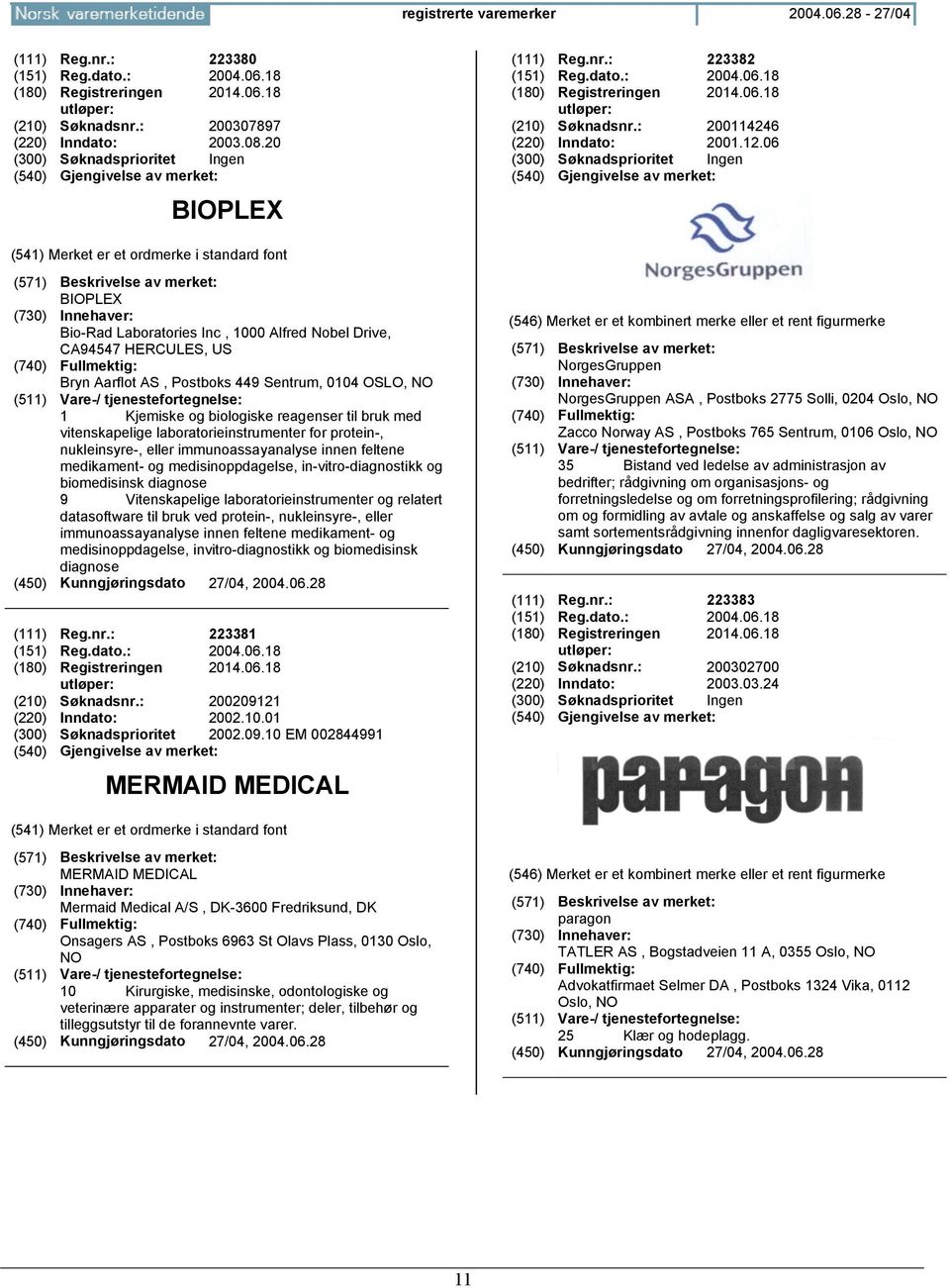 06 BIOPLEX Bio-Rad Laboratories Inc, 1000 Alfred Nobel Drive, CA94547 HERCULES, US Bryn Aarflot AS, Postboks 449 Sentrum, 0104 OSLO, 1 Kjemiske og biologiske reagenser til bruk med vitenskapelige