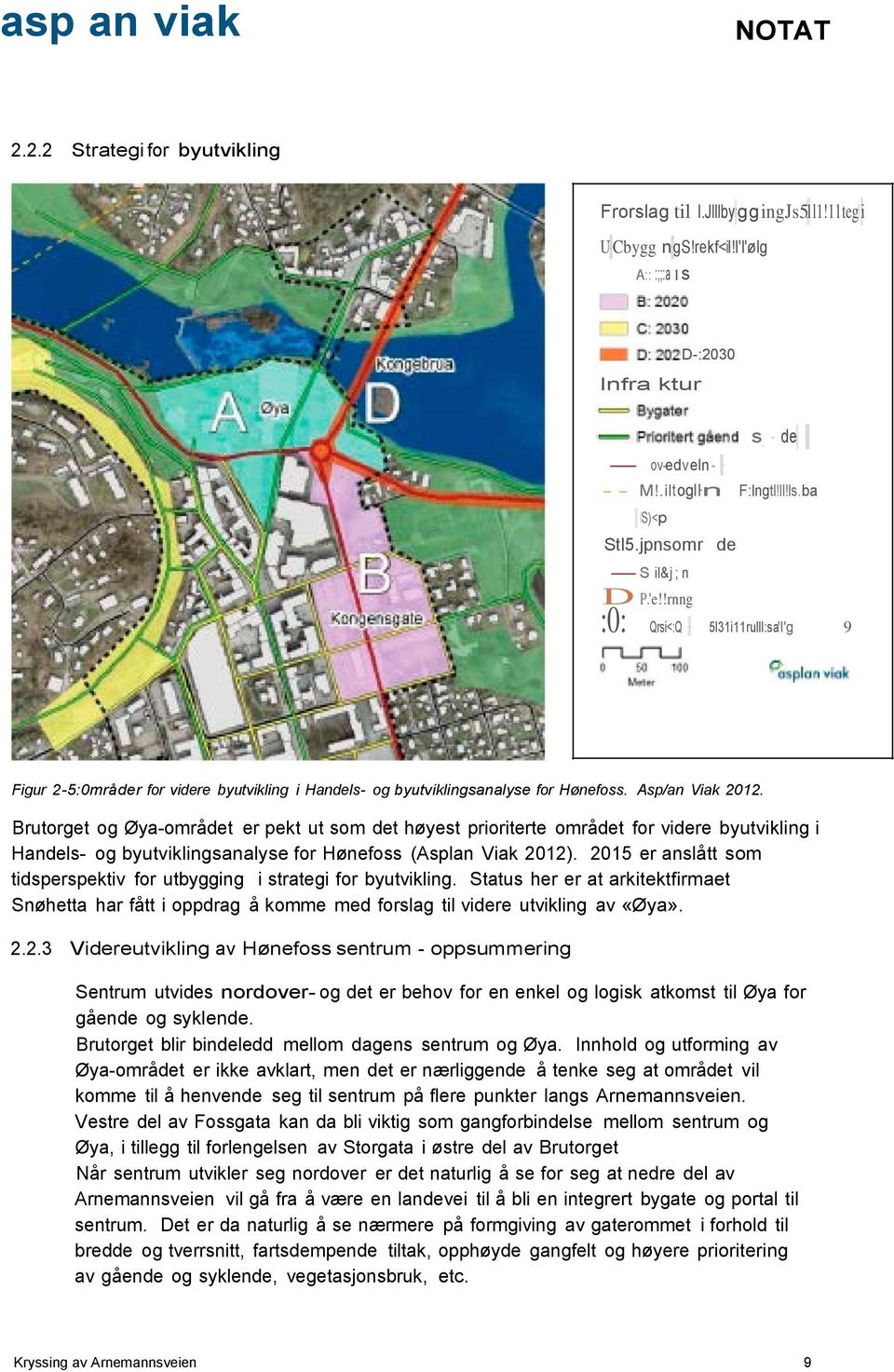 Brutorget og Øya-området er pekt ut som det høyest prioriterte området for videre byutviking i Handes- og byutvikingsanayse for Hønefoss (Aspan Viak 2012).