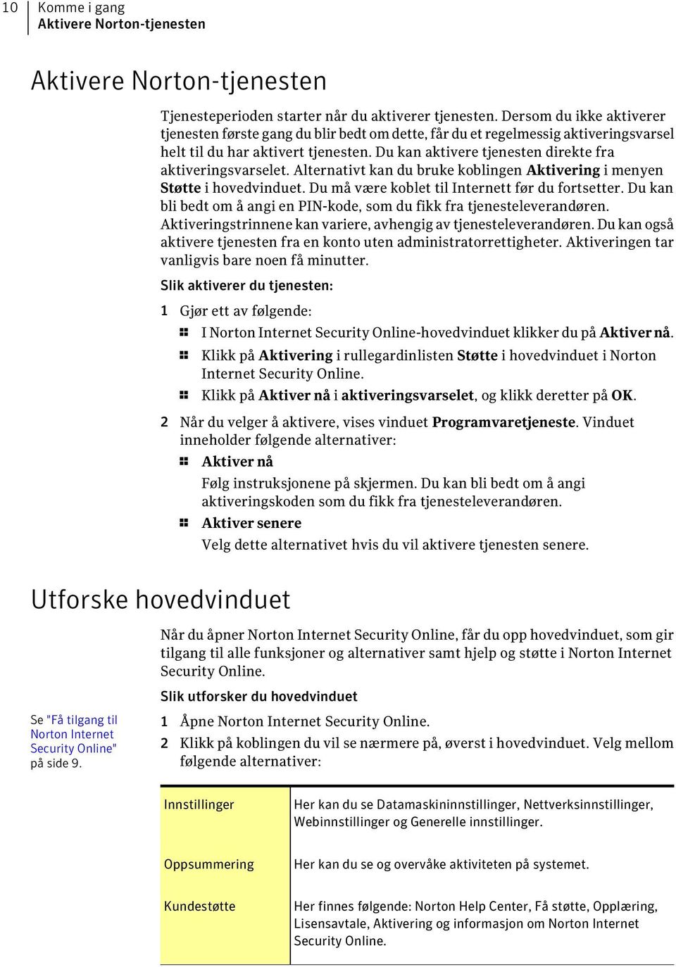 Du kan aktivere tjenesten direkte fra aktiveringsvarselet. Alternativt kan du bruke koblingen Aktivering i menyen Støtte i hovedvinduet. Du må være koblet til Internett før du fortsetter.