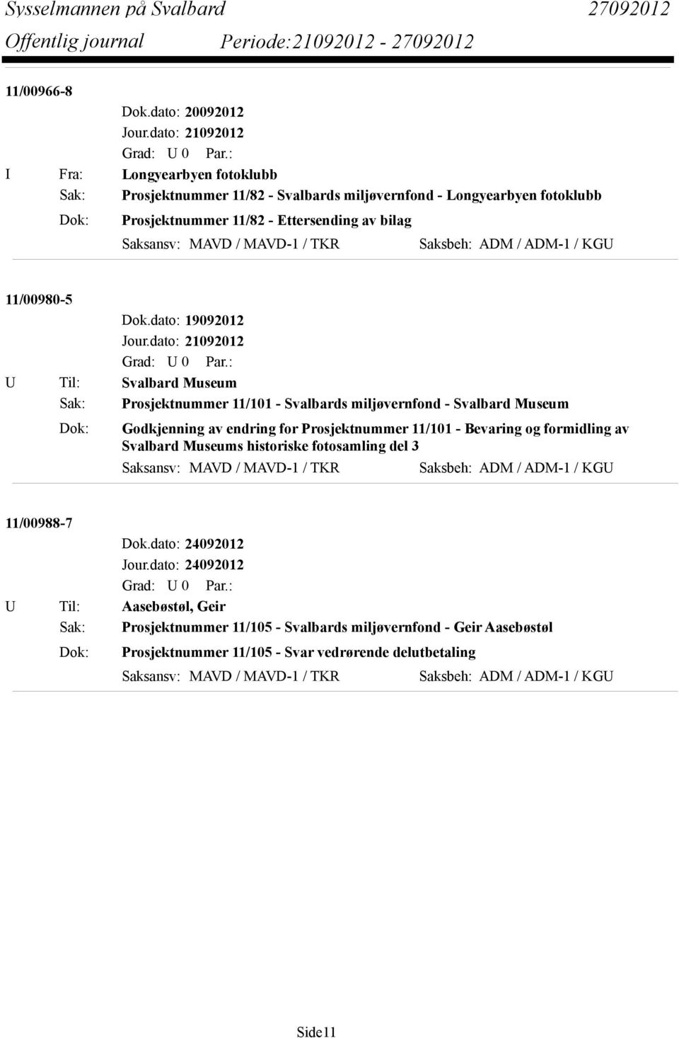 TKR Saksbeh: ADM / ADM-1 / KGU 11/00980-5 Dok.