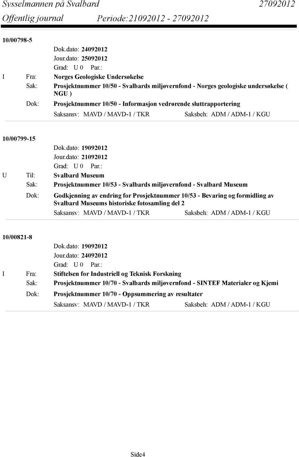 sluttrapportering Saksansv: MAVD / MAVD-1 / TKR Saksbeh: ADM / ADM-1 / KGU 10/00799-15 Dok.