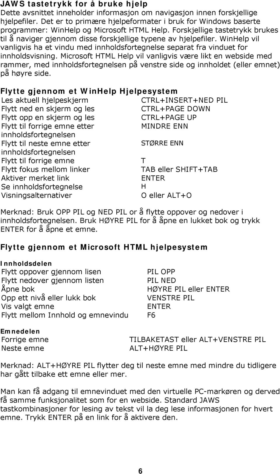 WinHelp vil vanligvis ha et vindu med innholdsfortegnelse separat fra vinduet for innholdsvisning.