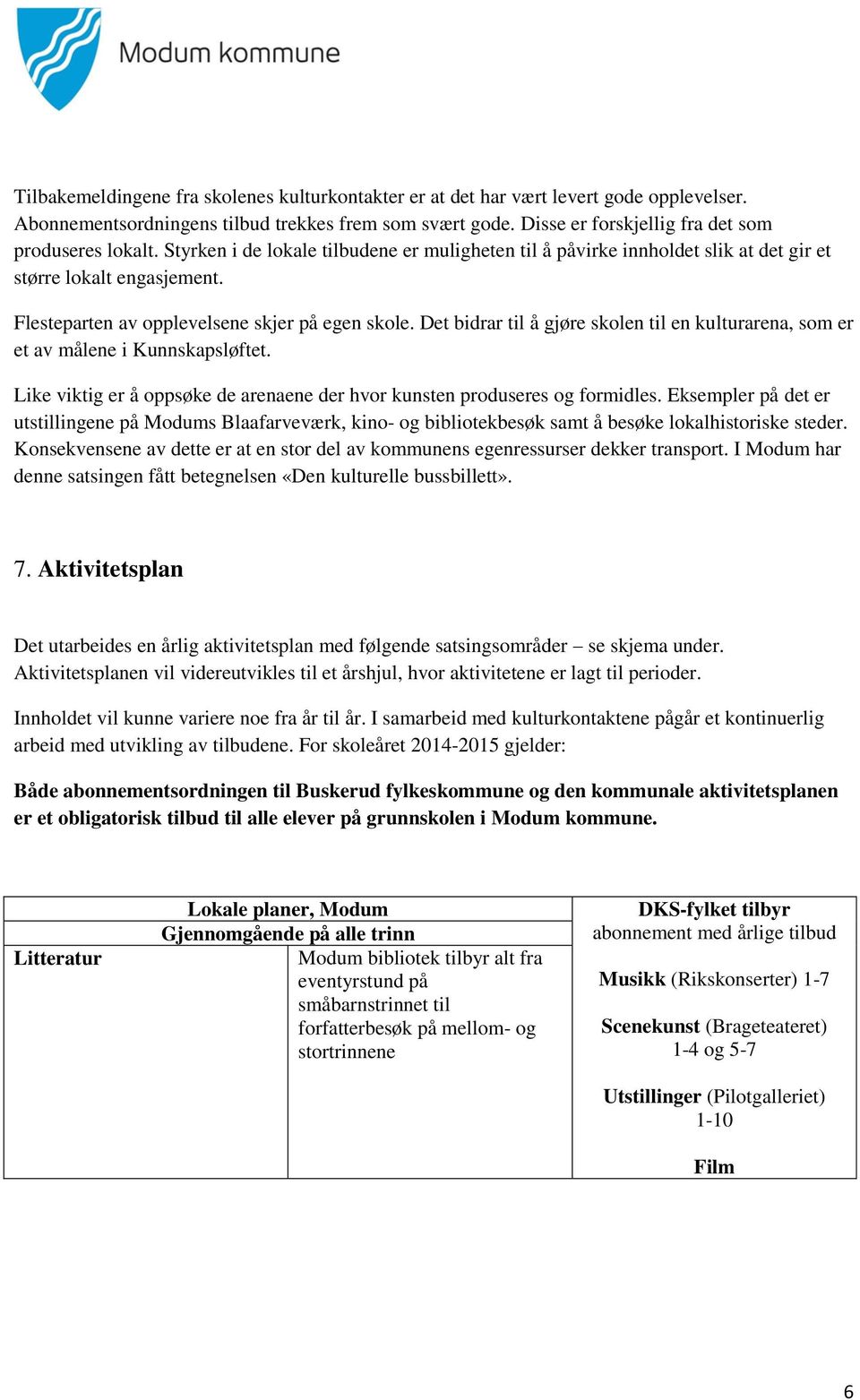 Det bidrar til å gjøre skolen til en kulturarena, som er et av målene i Kunnskapsløftet. Like viktig er å oppsøke de arenaene der hvor kunsten produseres og formidles.