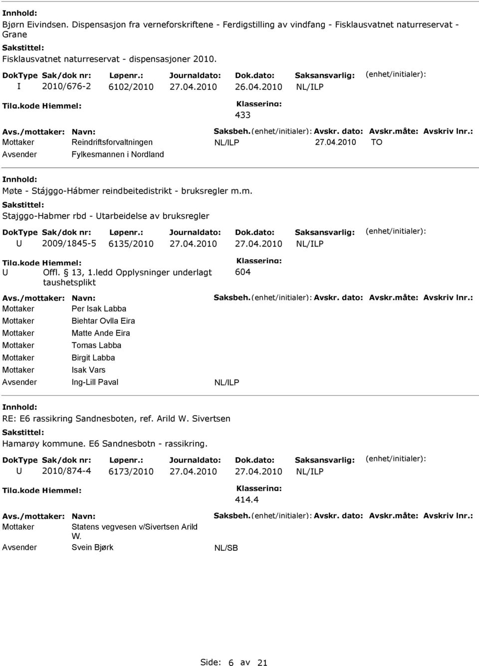 kode Hjemmel: Offl. 13, 1.ledd Opplysninger underlagt taushetsplikt 604 Avs./mottaker: Navn: Saksbeh. Avskr. dato: Avskr.måte: Avskriv lnr.