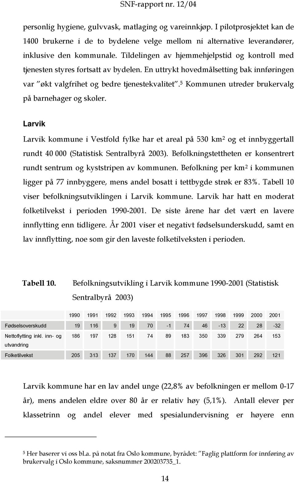 5 Kommunen utreder brukervalg på barnehager og skoler. Larvik Larvik kommune i Vestfold fylke har et areal på 530 km 2 og et innbyggertall rundt 40 000 (Statistisk Sentralbyrå 2003).