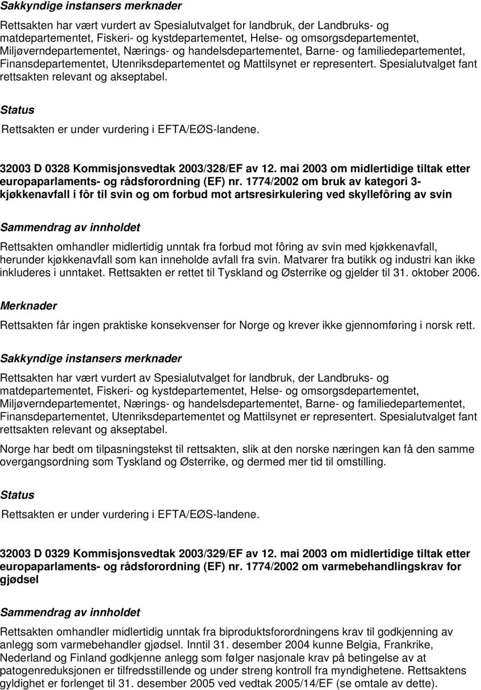 mai 2003 om midlertidige tiltak etter europaparlaments- og rådsforordning (EF) nr.