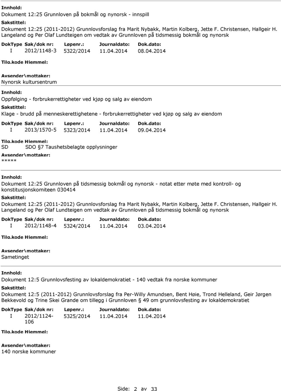 2014 Nynorsk kultursentrum Oppfølging - forbrukerrettigheter ved kjøp og salg av eiendom Klage - brudd på menneskerettighetene - forbrukerrettigheter ved kjøp og salg av eiendom 2013/1570-5 5323/2014