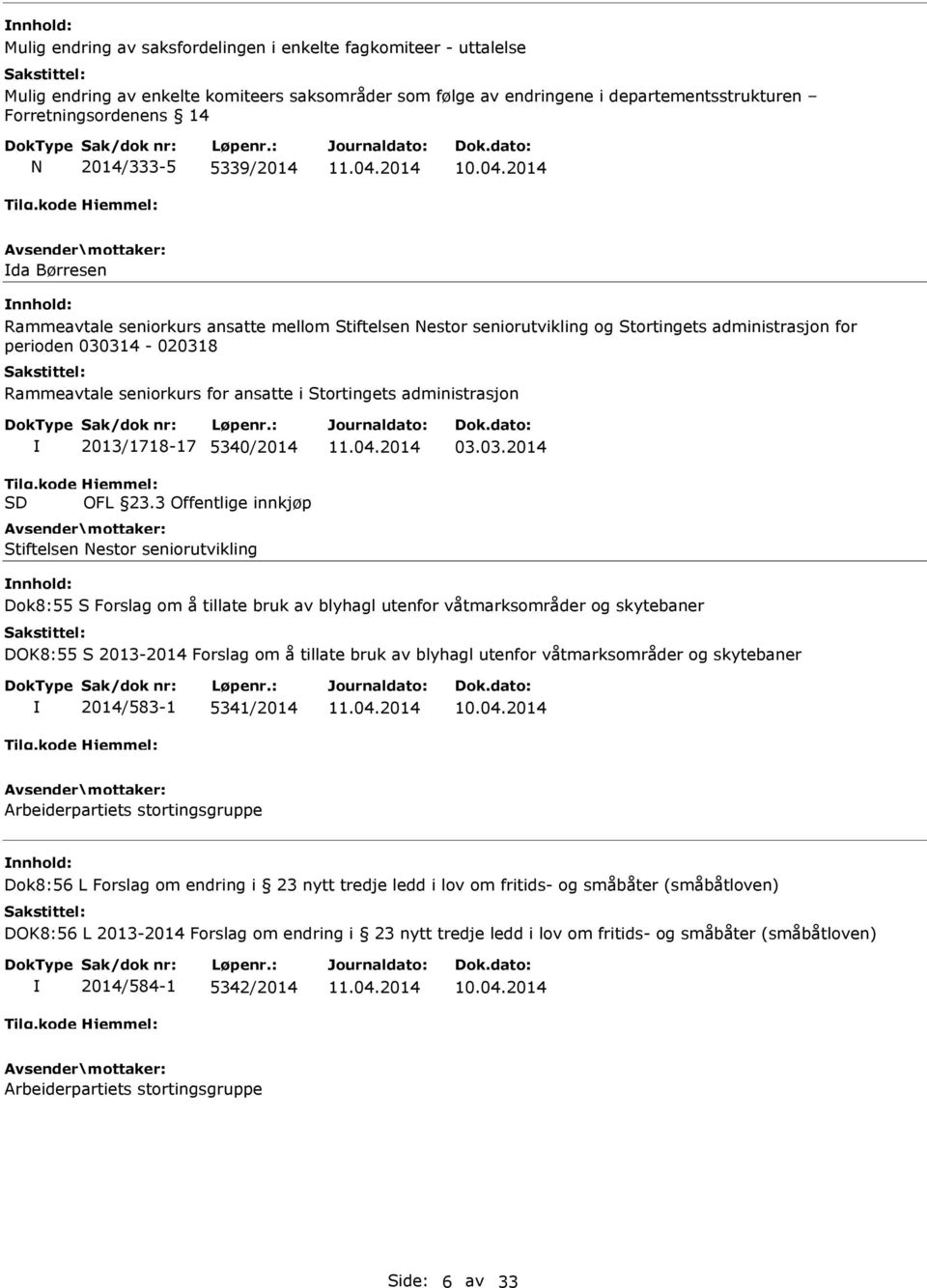 administrasjon 2013/1718-17 5340/2014 OFL 23.3 Offentlige innkjøp Stiftelsen Nestor seniorutvikling 03.