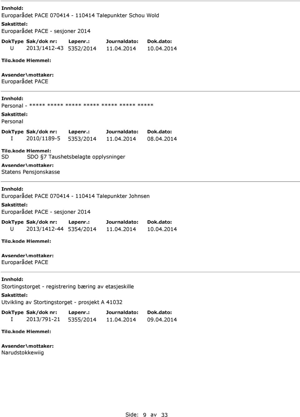 2014 O 7 Taushetsbelagte opplysninger Statens Pensjonskasse Europarådet PACE 070414-110414 Talepunkter Johnsen Europarådet PACE - sesjoner