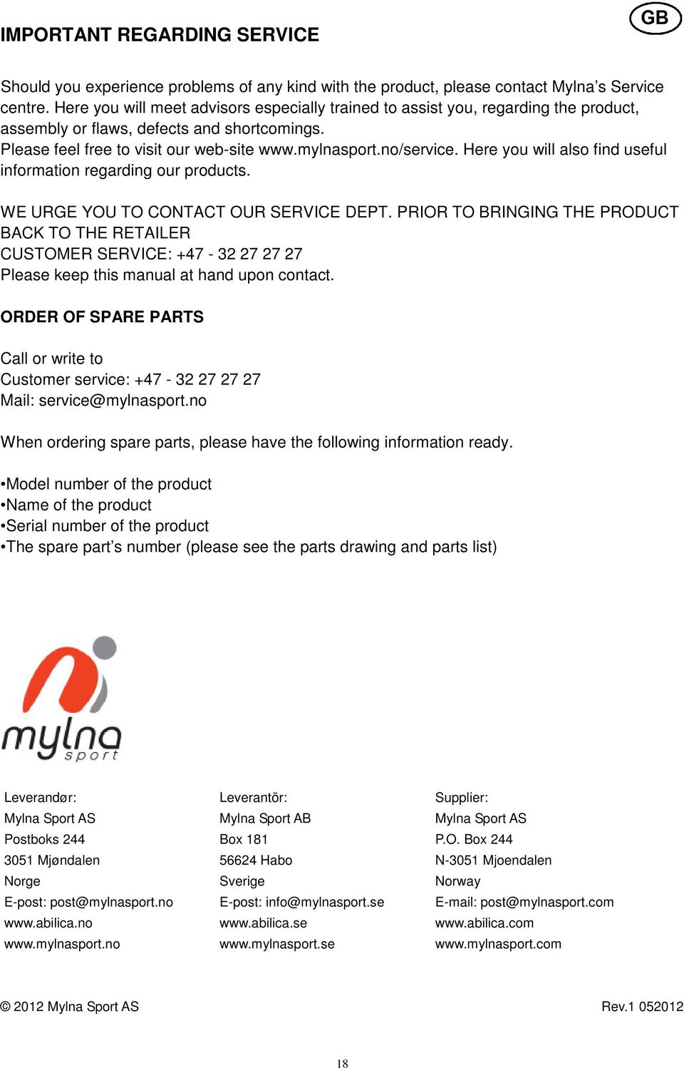 Here you will also find useful information regarding our products. WE URGE YOU TO CONTACT OUR SERVICE DEPT.