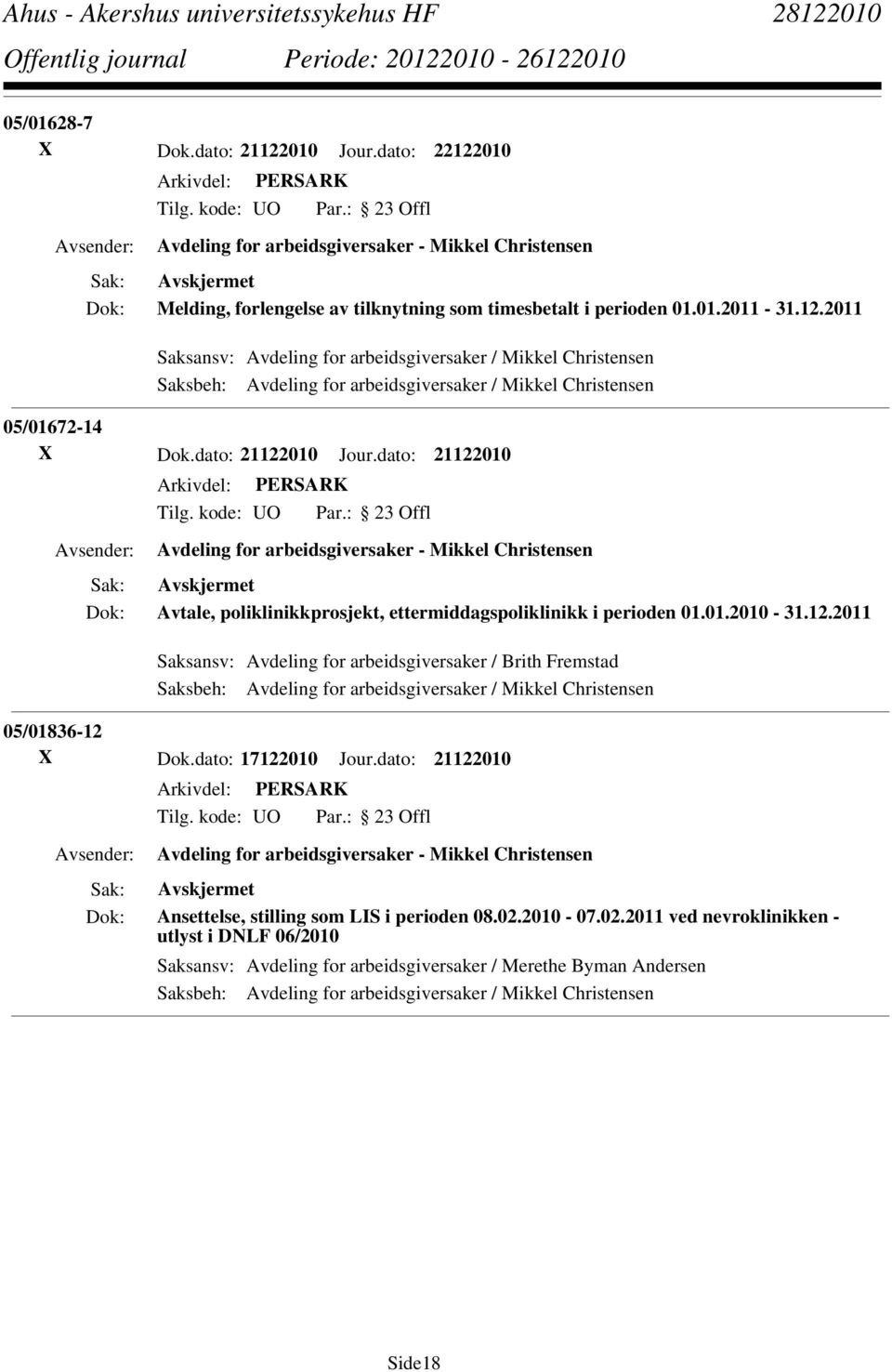 dato: 17122010 Jour.dato: 21122010 Avdeling for arbeidsgiversaker - Mikkel Christensen Ansettelse, stilling som LIS i perioden 08.02.