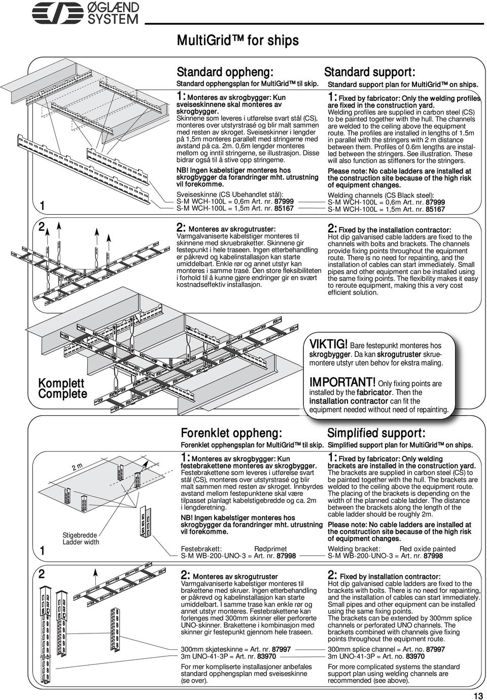 Sveiseskinner i lengder på,5m monteres parallelt med stringerne med avstand på ca. 2m. 0,6m lengder monteres mellom og inntil stringerne, se illustrasjon. Disse bidrar også til å stive opp stringerne.