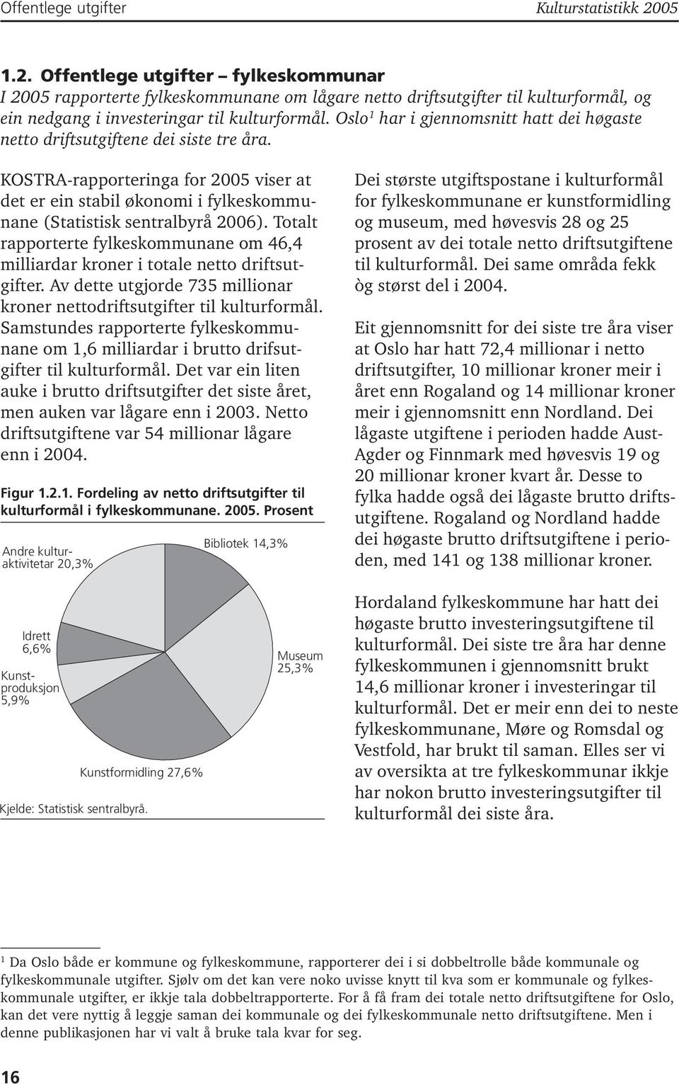 Oslo har i gjennomsnitt hatt dei høgaste netto driftsutgiftene dei siste tre åra. KOSTRA-rapporteringa for 2005 viser at det er ein stabil økonomi i fylkeskommunane (Statistisk sentralbyrå 2006).