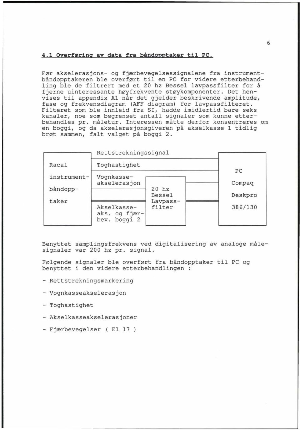 høyfrekvente støykomponenter. Det henvises til appendix Al når det gjelder beskrivende amplitude, fase og frekvensdiagram (AFF diagram) for lavpassfilteret.