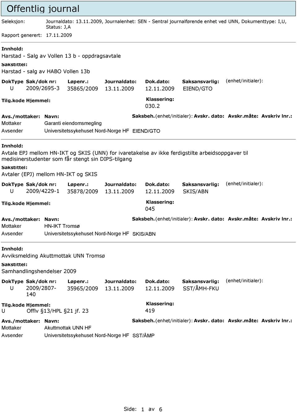 2 Mottaker Garanti eiendomsmegling niversitetssykehuset Nord-Norge HF EEND/GTO Avtale EPJ mellom HN-KT og S (NN) for ivaretakelse av ikke ferdigstilte arbeidsoppgaver til