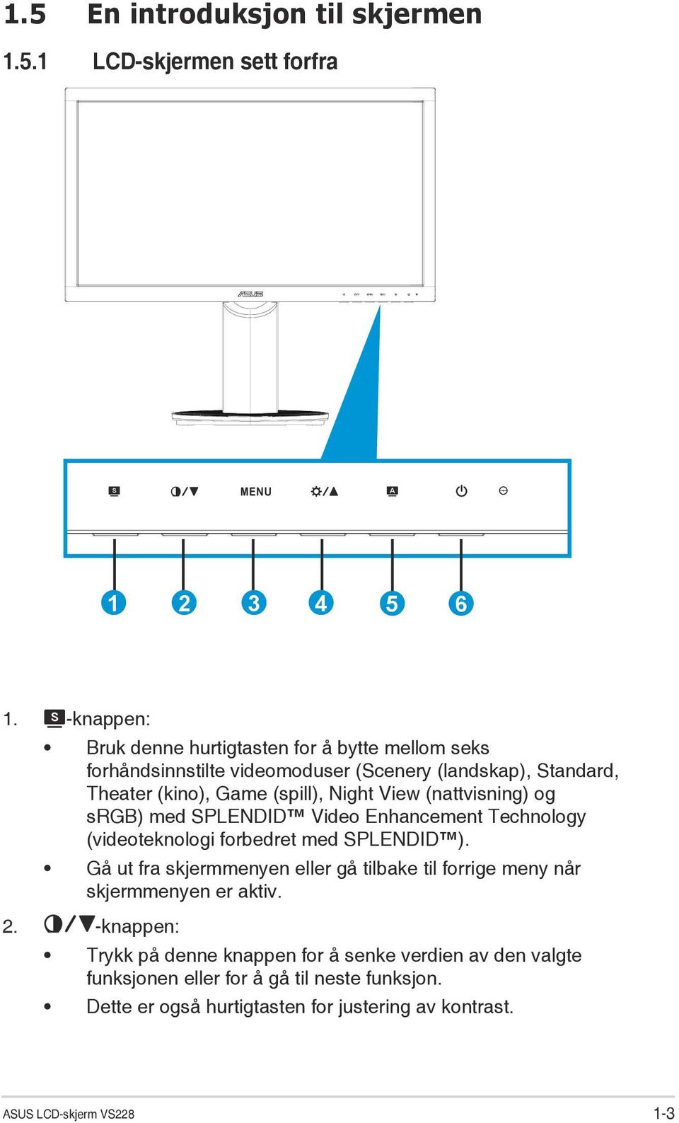 View (nattvisning) og srgb) med SPLENDID Video Enhancement Technology (videoteknologi forbedret med SPLENDID ).