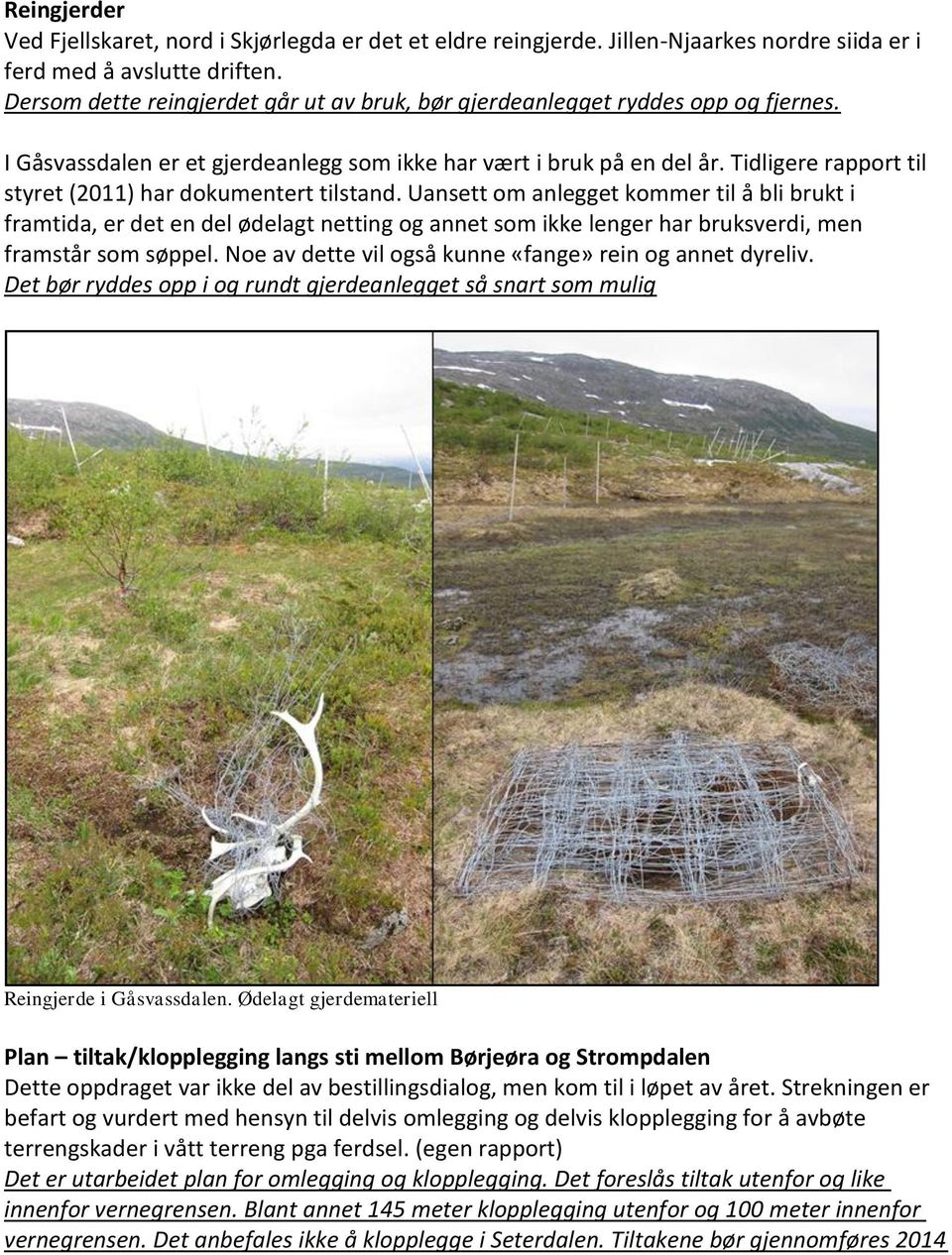 Tidligere rapport til styret (2011) har dokumentert tilstand.