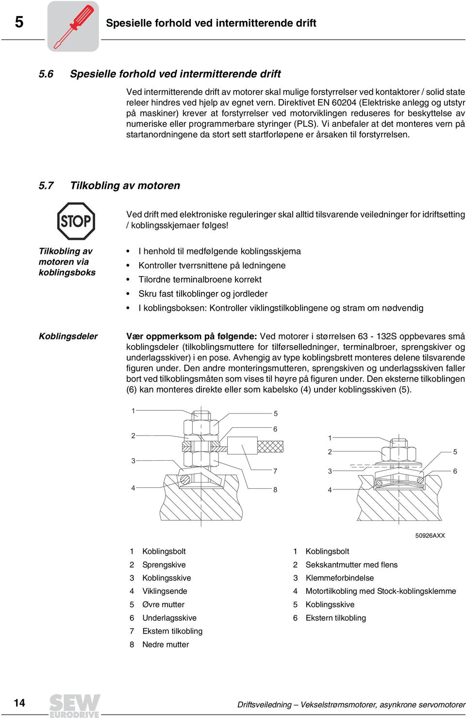 Direktivet EN 6020 (Elektriske anlegg og utstyr på maskiner) krever at forstyrrelser ved motorviklingen reduseres for beskyttelse av numeriske eller programmerbare styringer (PLS).