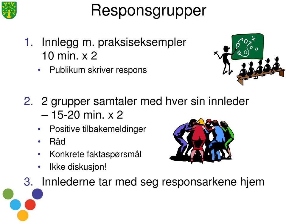 2 grupper samtaler med hver sin innleder 15-20 min.