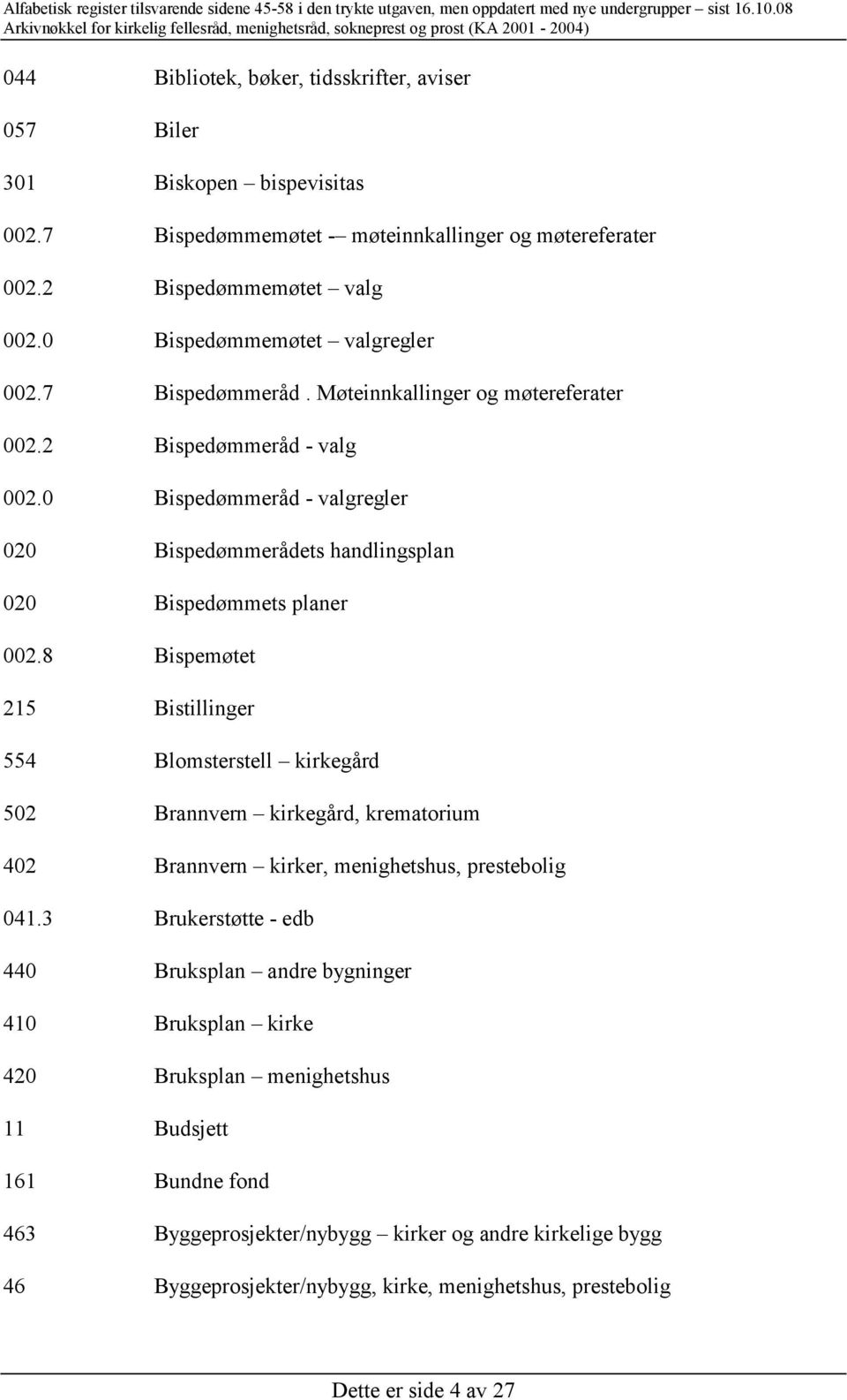 0 Bispedømmeråd - valgregler 020 Bispedømmerådets handlingsplan 020 Bispedømmets planer 002.