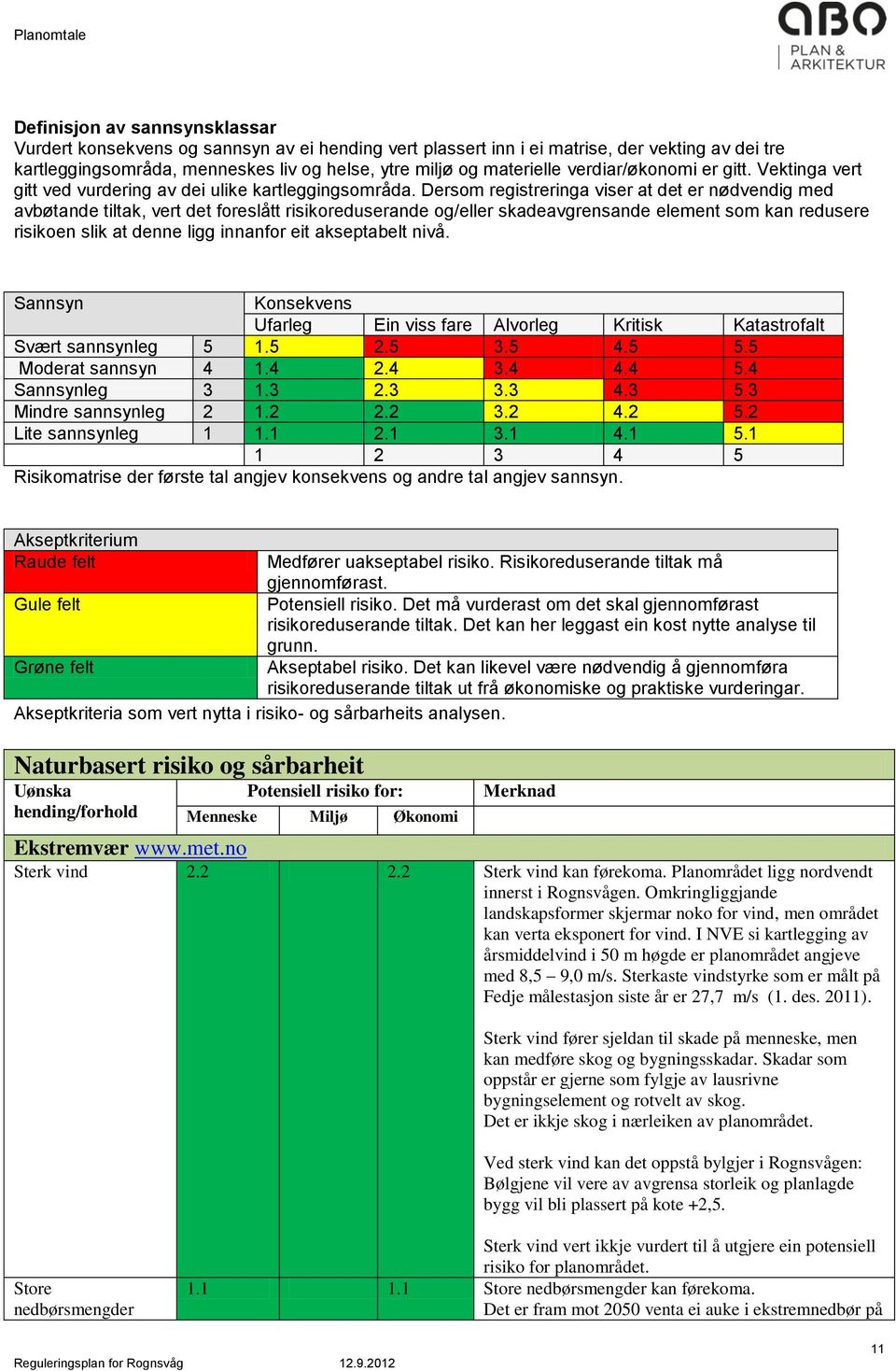 Dersom registreringa viser at det er nødvendig med avbøtande tiltak, vert det foreslått risikoreduserande og/eller skadeavgrensande element som kan redusere risikoen slik at denne ligg innanfor eit