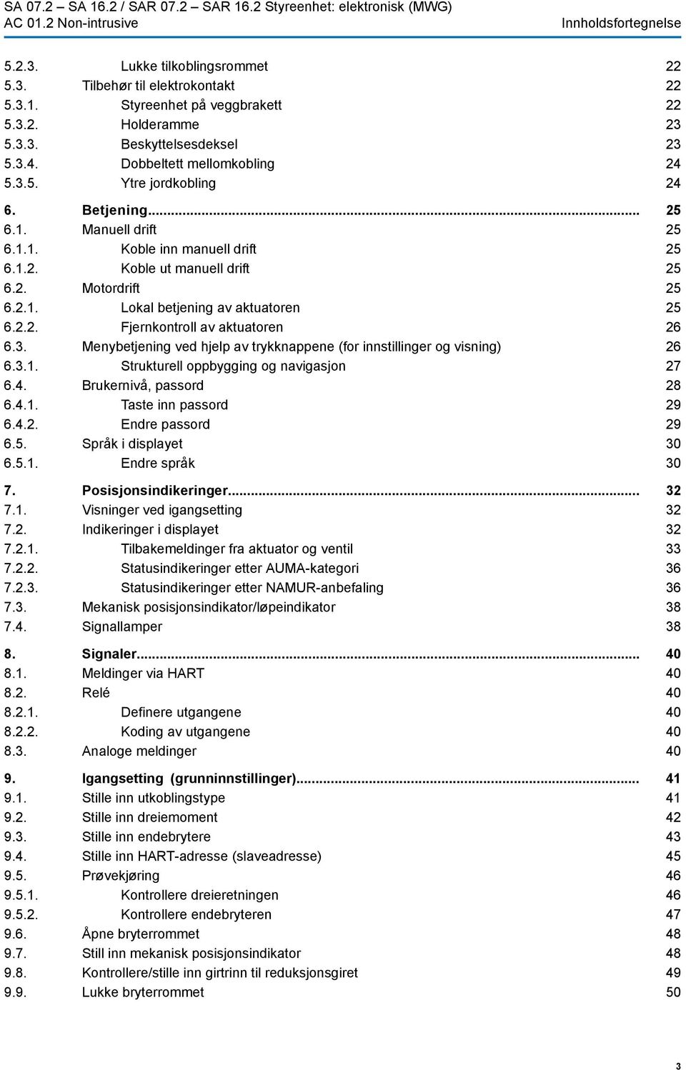 2. Motordrift 6.2.1. Lokal betjening av aktuatoren 6.2.2. Fjernkontroll av aktuatoren 6.3. Menybetjening ved hjelp av trykknappene (for innstillinger og visning) 6.3.1. Strukturell oppbygging og navigasjon 6.