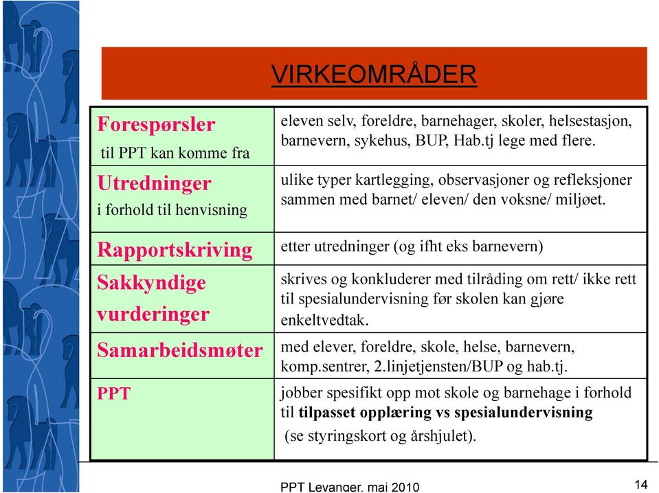 etter utredninger (og ifht eks barnevern) skrives og konkluderer med tilråding om rett/ ikke rett til spesialundervisning før skolen kan gjøre enkeltvedtak.