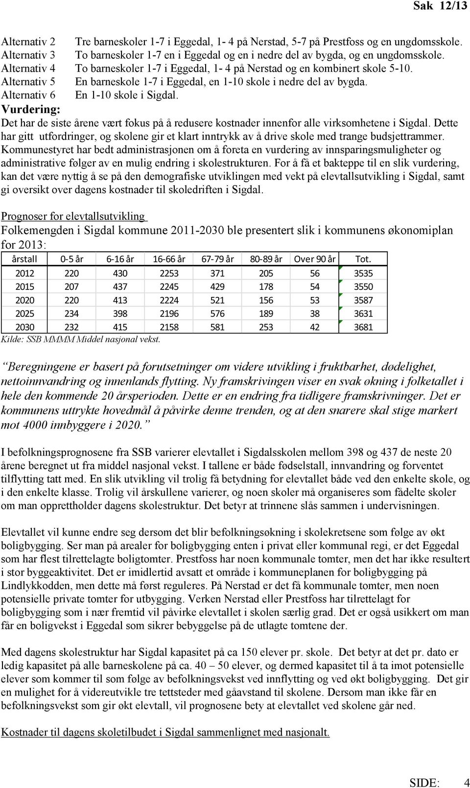 Vurdering: Det har de siste årene vært fokus på å redusere kostnader innenfor alle virksomhetene i Sigdal.