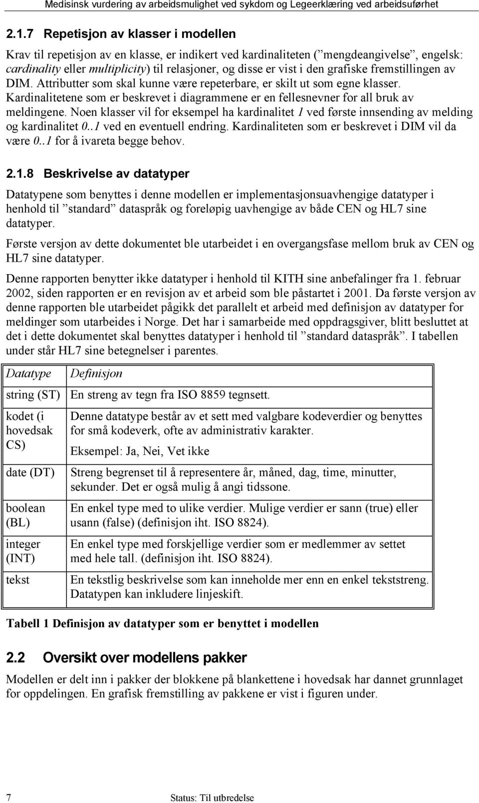 grafiske fremstillingen av DIM. Attributter som skal kunne være repeterbare, er skilt ut som egne klasser. Kardinalitetene som er beskrevet i diagrammene er en fellesnevner for all bruk av meldingene.