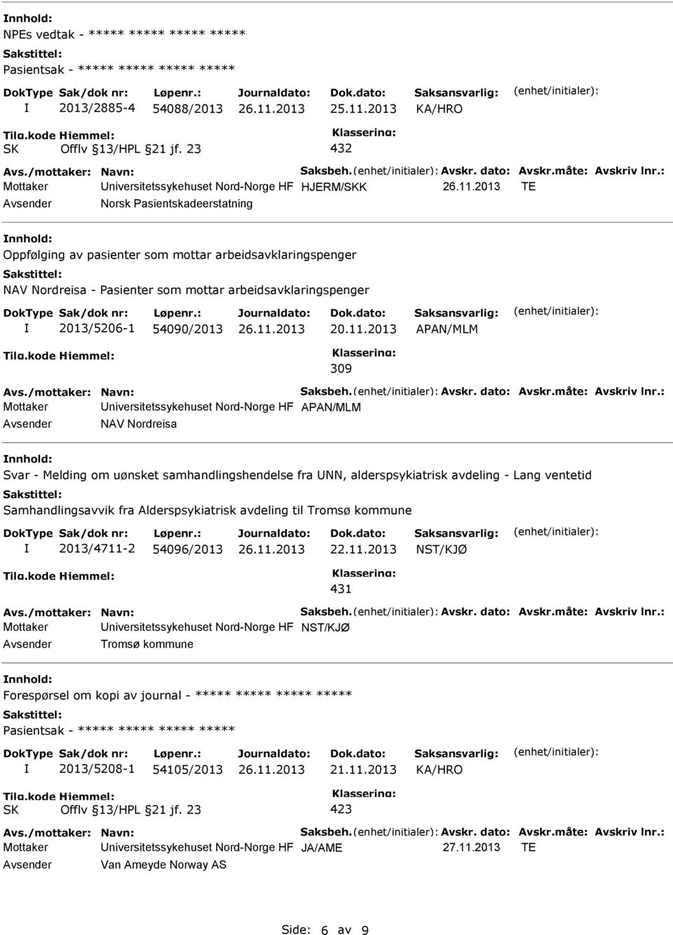 arbeidsavklaringspenger 2013/5206-1 54090/2013 APAN/MLM 309 Avs./mottaker: Navn: Saksbeh. Avskr. dato: Avskr.måte: Avskriv lnr.