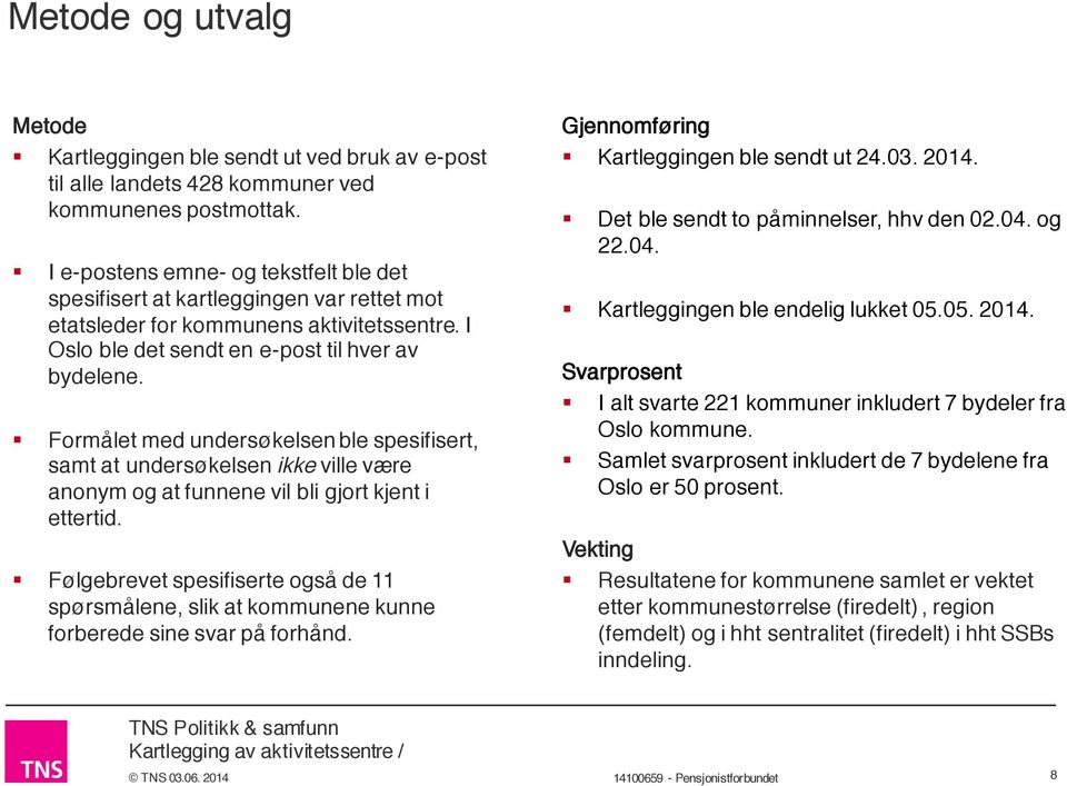 Formålet med undersøkelsen ble spesifisert, samt at undersøkelsen ikke ville være anonym og at funnene vil bli gjort kjent i ettertid.