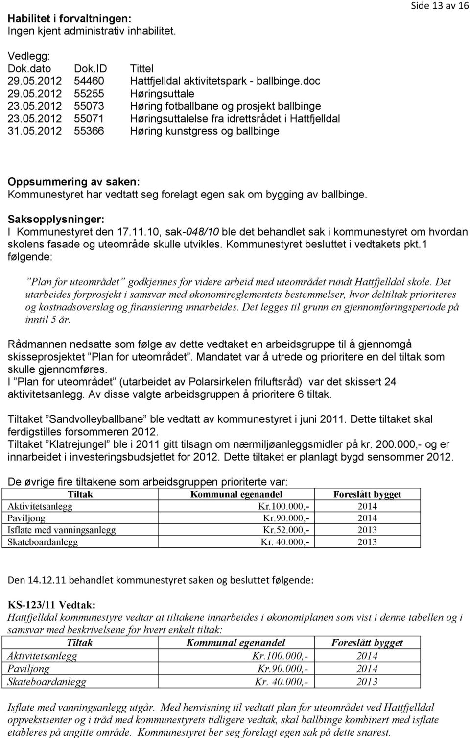 Saksopplysninger: I Kommunestyret den 17.11.10, sak-048/10 ble det behandlet sak i kommunestyret om hvordan skolens fasade og uteområde skulle utvikles. Kommunestyret besluttet i vedtakets pkt.