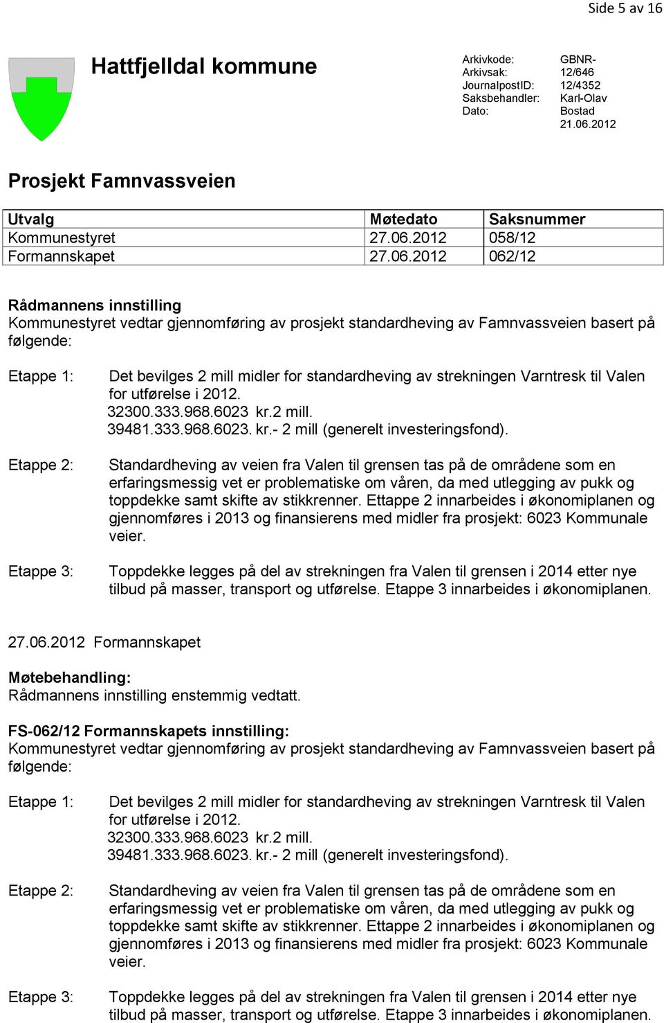 2012 058/12 Formannskapet 27.06.