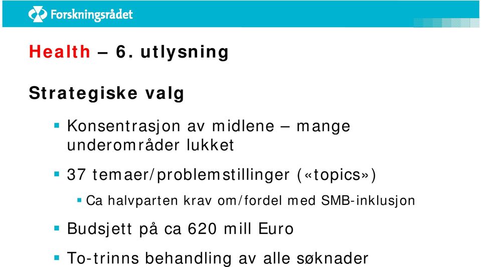 underområder lukket 37 temaer/problemstillinger («topics»)