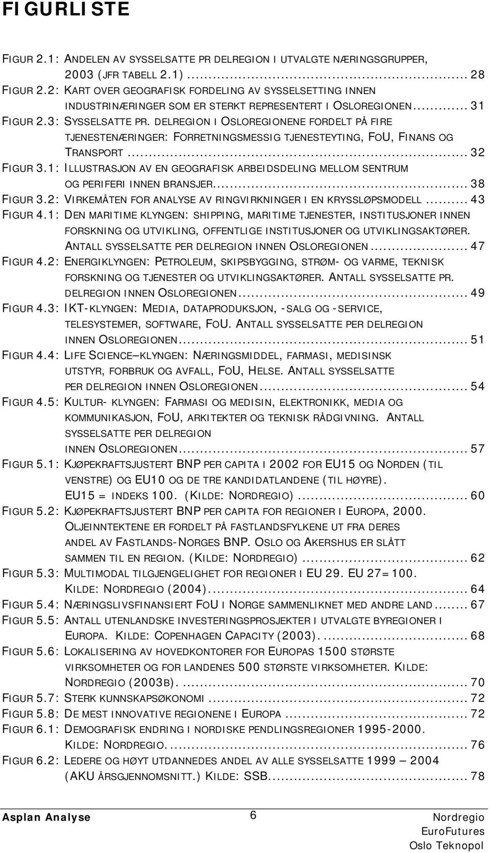 DELREGION I OSLOREGIONENE FORDELT PÅ FIRE TJENESTENÆRINGER: FORRETNINGSMESSIG TJENESTEYTING, FOU, FINANS OG TRANSPORT... 32 FIGUR 3.