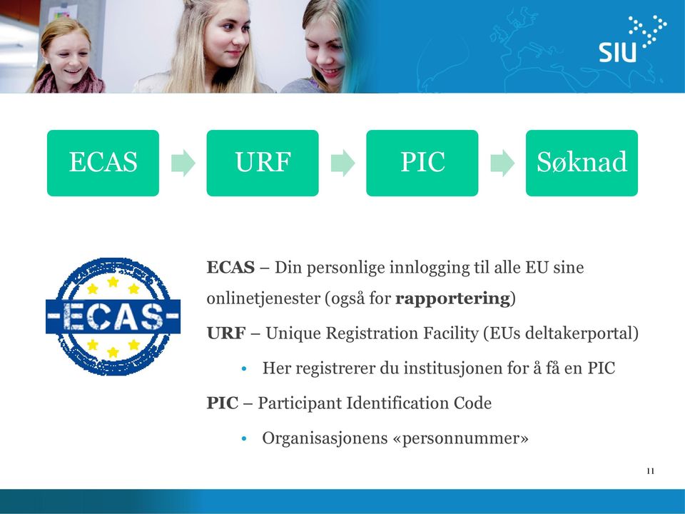 Facility (EUs deltakerportal) Her registrerer du institusjonen for å