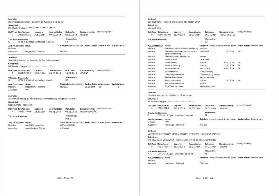 2014 HS/ENO B 8 AF svar på høring av håndtering av immaterielle rettigheter ved HiT Opphavsrett - regelverk N 2013/1791-9 3620/2014 Mottaker Åshild Rønnaug Kise Aase Haukaas Gjerde 405.