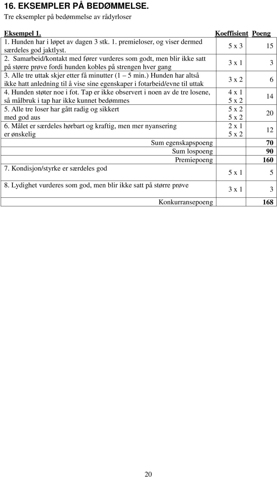 ) Hunden har altså ikke hatt anledning til å vise sine egenskaper i fotarbeid/evne til uttak 3 x 2 6 4. Hunden støter noe i fot.