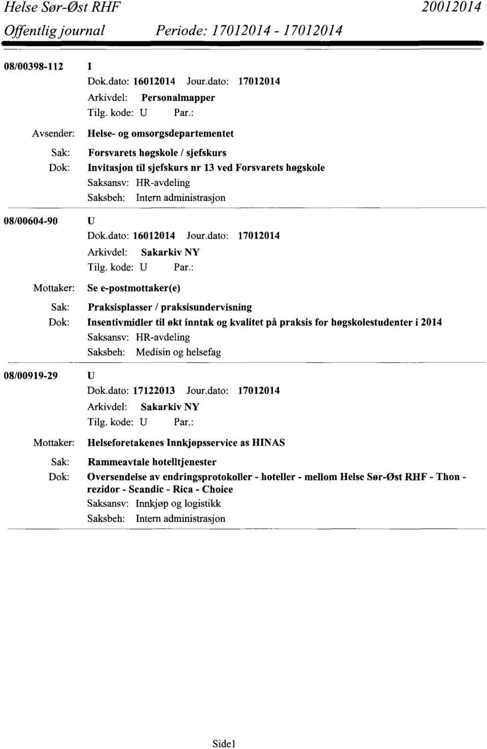 høgskolestudenter i 2014 Saksansv: HR-avdeling 08/00919-29 Dok.dato: 17122013 Jour.