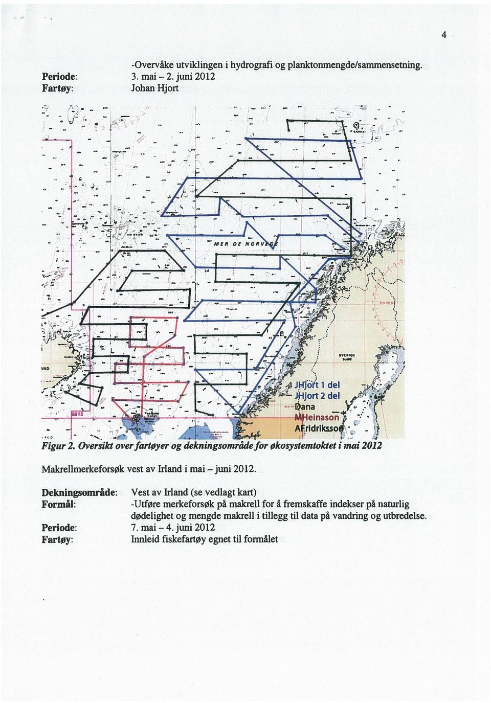 Dekningsomràde: FormM: Vest av Irland (Se vedlagt kart) -Utføre merkeforsøk pa makrell for a fremskaffe