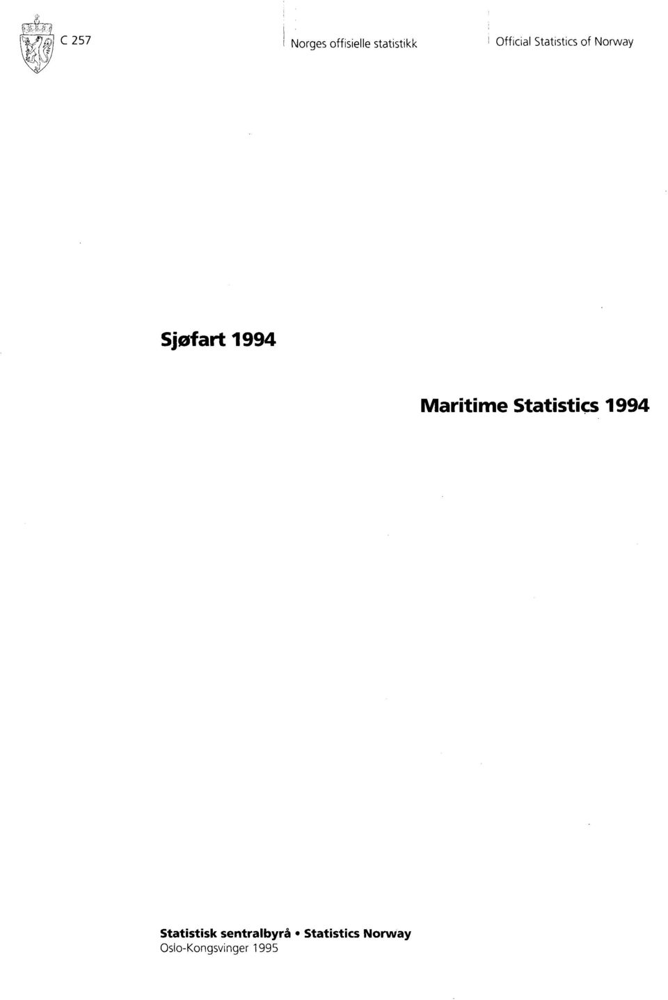 1994 Maritime Statistics 1994 Statistisk