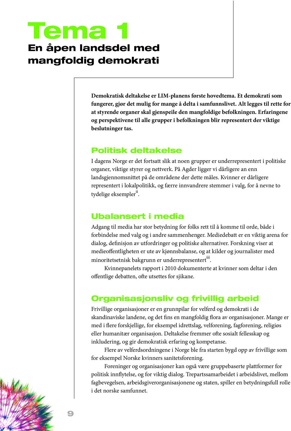 Politisk deltakelse I dagens Norge er det fortsatt slik at noen grupper er underrepresentert i politiske organer, viktige styrer og nettverk.