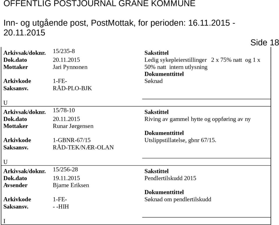 15/78-10 Sakstittel Dok.