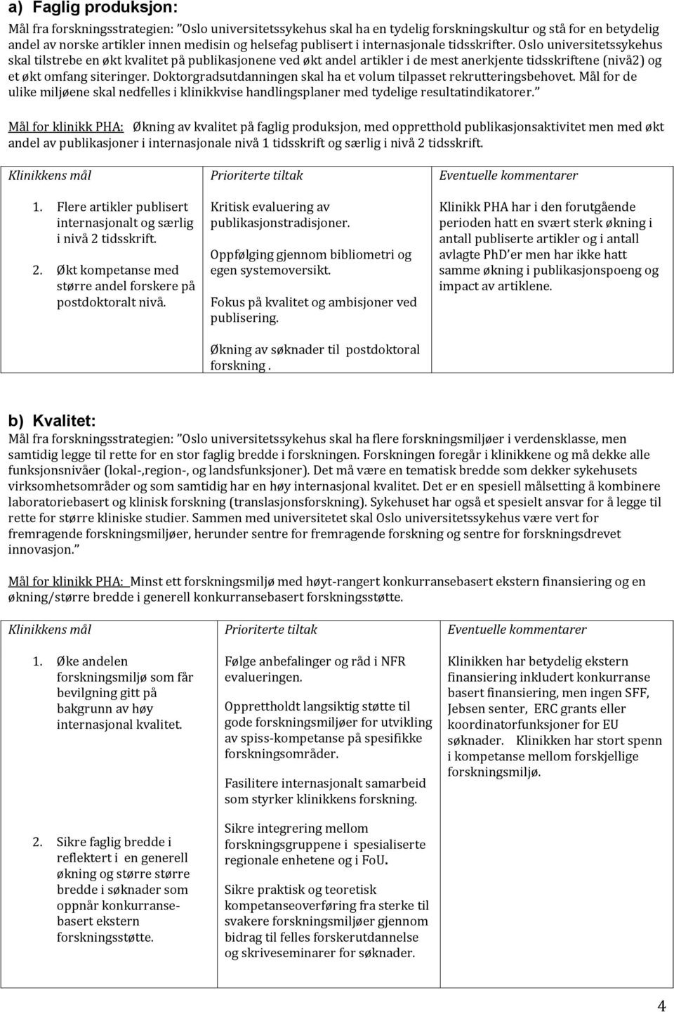 Doktorgradsutdanningen skal ha et volum tilpasset rekrutteringsbehovet. Mål for de ulike miljøene skal nedfelles i klinikkvise handlingsplaner med tydelige resultatindikatorer.