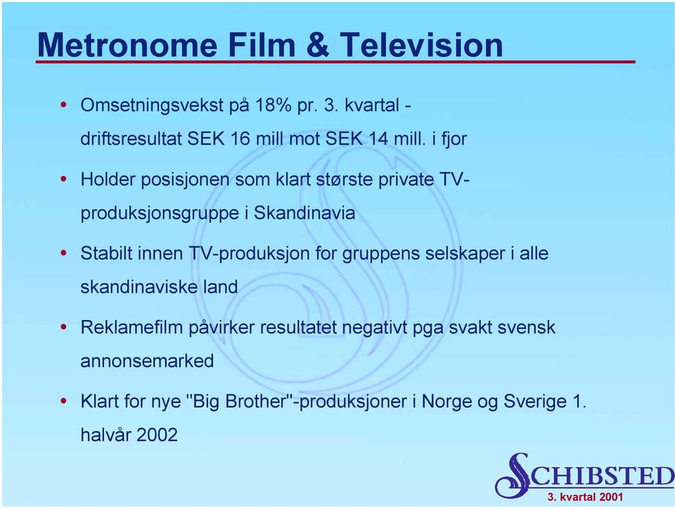 Holder posisjonen som klart største private TVproduksjonsgruppe i Skandinavia!