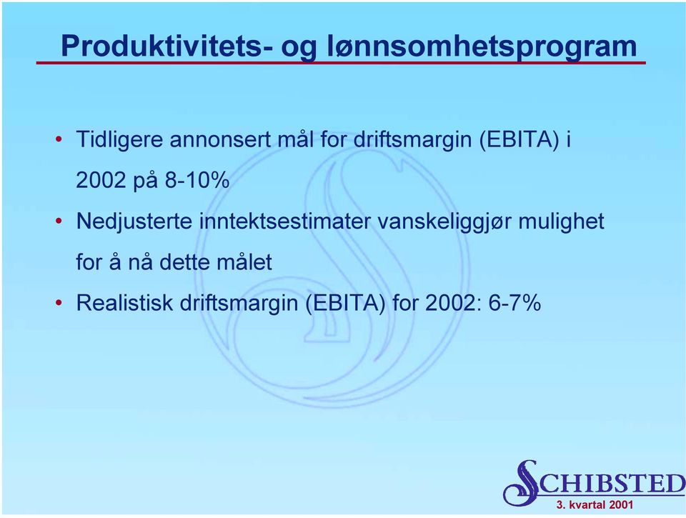 Nedjusterte inntektsestimater vanskeliggjør mulighet