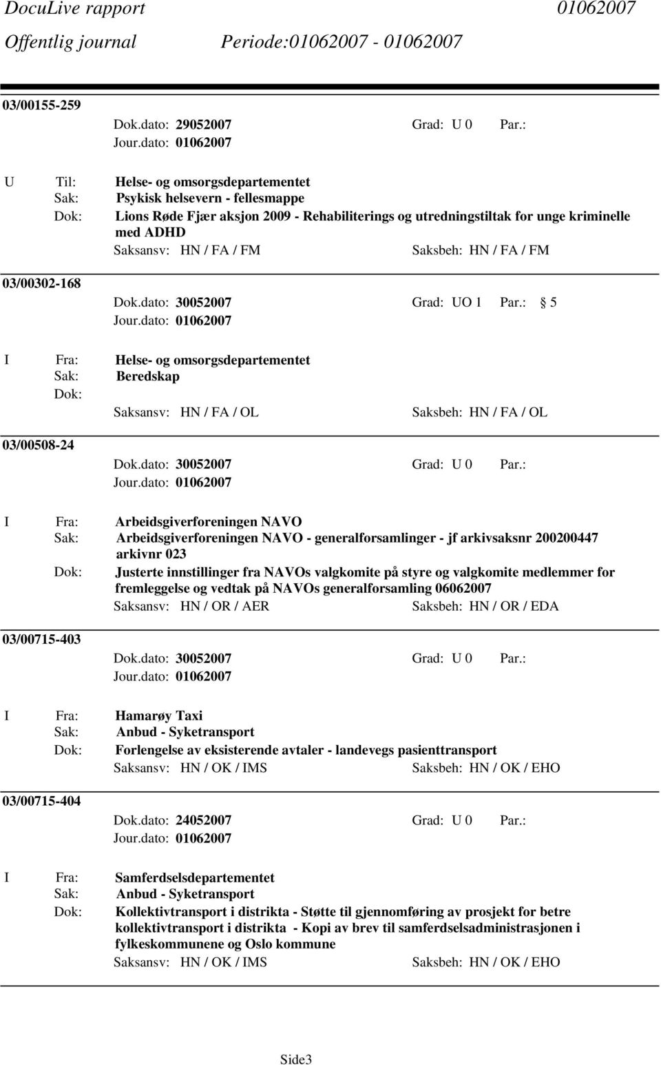 : 5 Sak: Beredskap Saksansv: HN / FA / OL 03/00508-24 I Fra: Arbeidsgiverforeningen NAVO Sak: Arbeidsgiverforeningen NAVO - generalforsamlinger - jf arkivsaksnr 200200447 arkivnr 023 Justerte