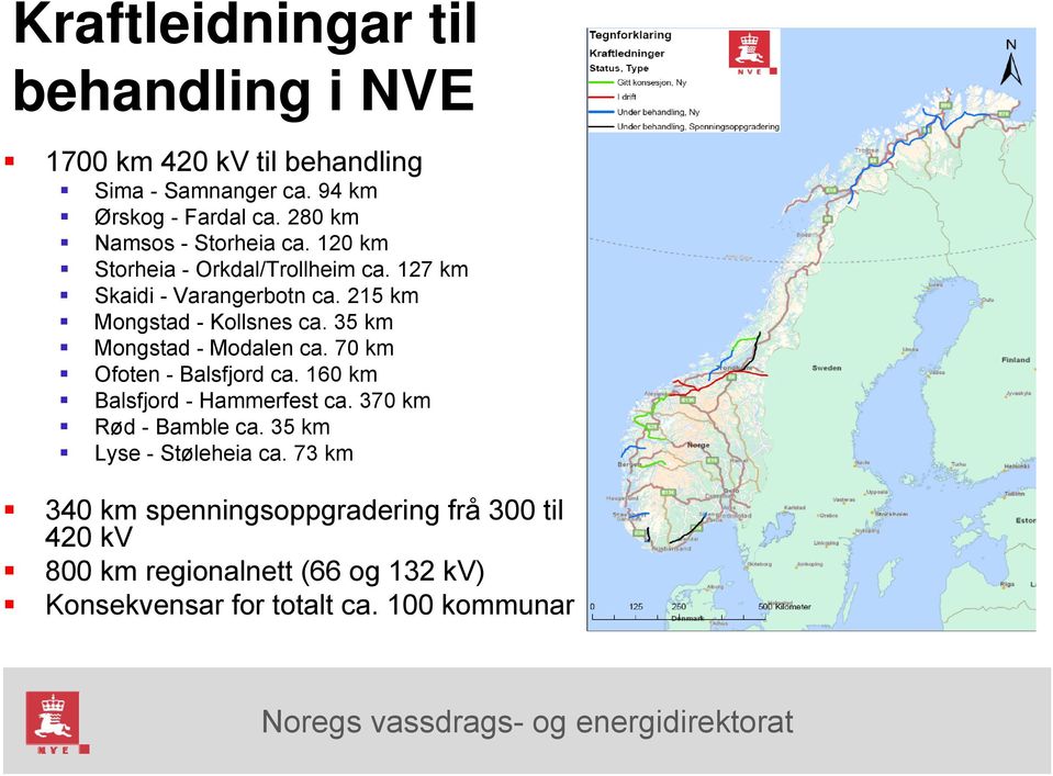 215 km Mongstad - Kollsnes ca. 35 km Mongstad - Modalen ca. 70 km Ofoten - Balsfjord ca. 160 km Balsfjord - Hammerfest ca.