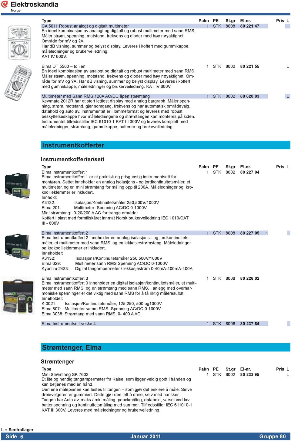 A HardBvisning,summerogbelystdisplayLeveresikoffertmedgummikappe, måleledningerogbrukerveiledning KATIV600V ElmaDT5500 toien 1 STK 8002 80 221 55 L