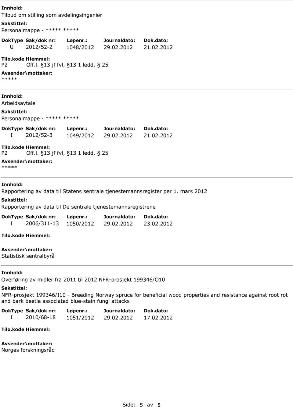 2012 Statistisk sentralbyrå Overføring av midler fra 2011 til 2012 NFR-prosjekt 199346/O10 NFR-prosjekt 199346/10 - Breeding Norway spruce for beneficial